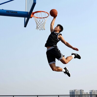 Basketball player dunking