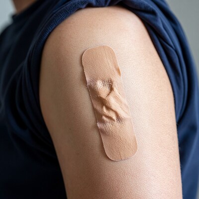 Adhesive Bandage on Shoulder