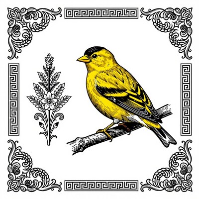 Yellow Finch Bird Illustration