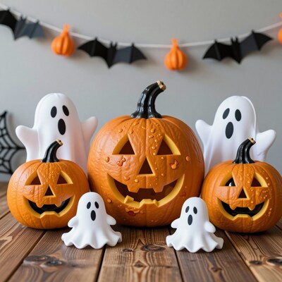 Halloween Pumpkins and Ghosts