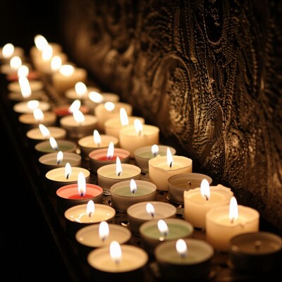 Lit Memorial Candles