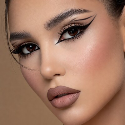 Woman with Dramatic Winged Eyeliner