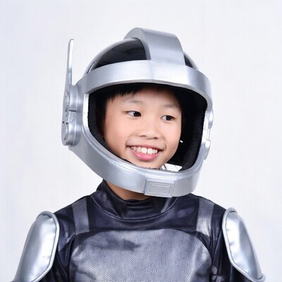 Asian boy in astronaut costume