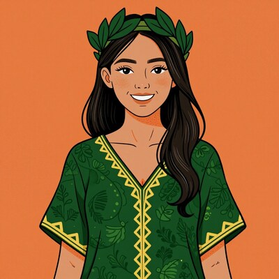 Smiling Woman with Laurel Wreath