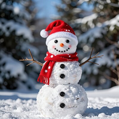 Snowman in Santa Hat