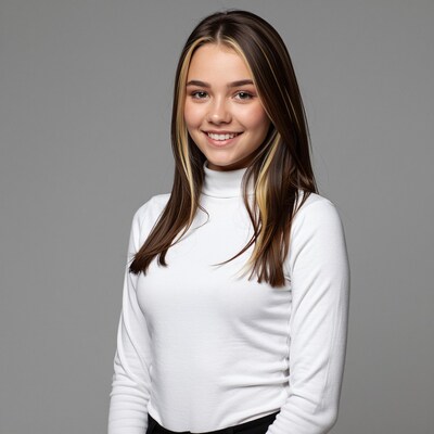 Smiling young woman with highlights