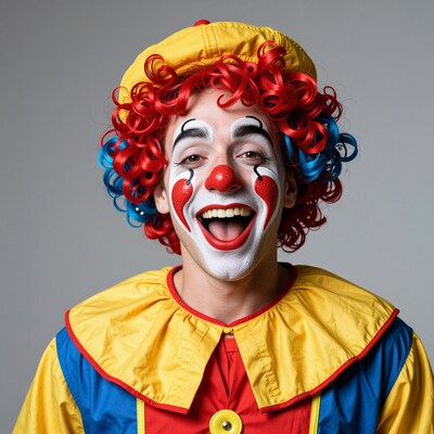 Happy male clown portrait