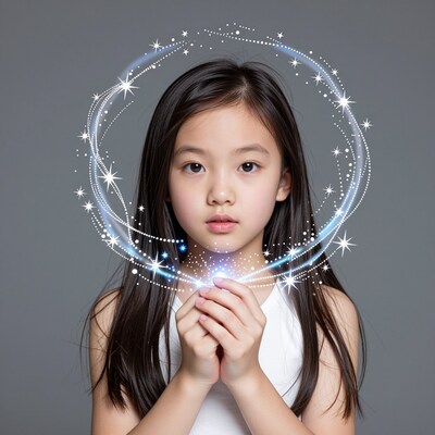 Young Asian girl with magic halo
