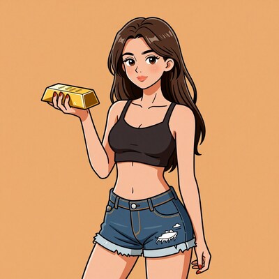 Woman Holding Gold Bar