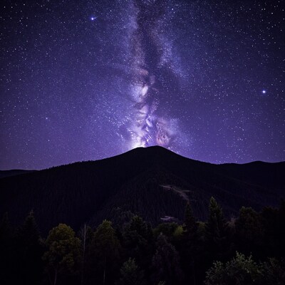 Milky Way over mountain forest