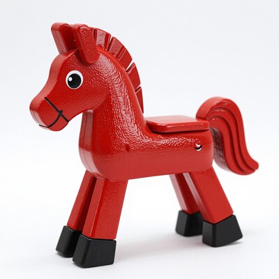 Red Wooden Rocking Horse Toy