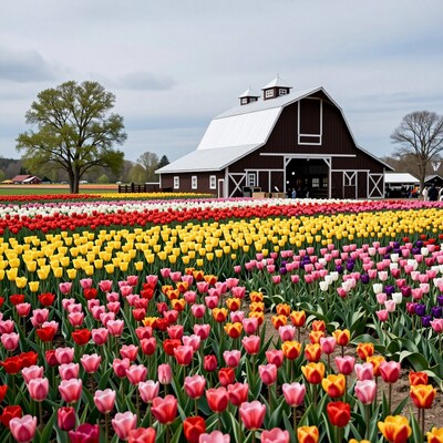 Tulip Farm Red Barn