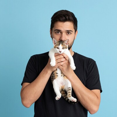 Man holding cat