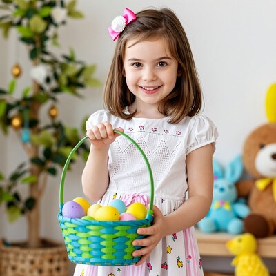 Girl with Easter egg basket