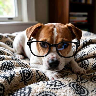 Cute Jack Russell Puppy with Glasses
