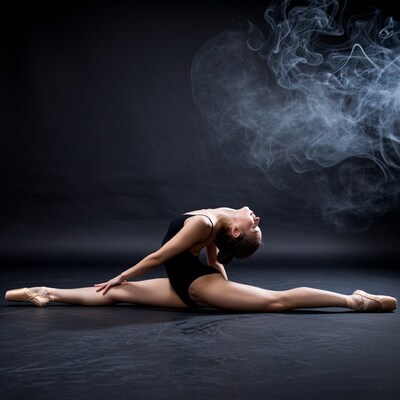 Ballerina in dramatic split pose