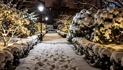 Snowy Christmas Garden Path