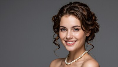 Smiling Woman with Pearl Necklace