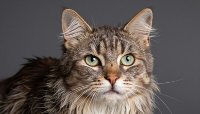 Close-up Maine Coon Cat Portrait