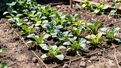 Young Lettuce Seedlings in Garden Bed