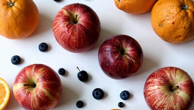 Red Apples and Oranges with Blueberries