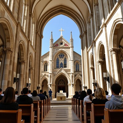 Church Interior with Congregation