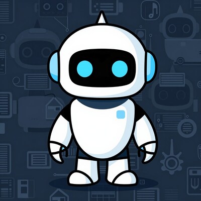 Cute White Robot Cartoon