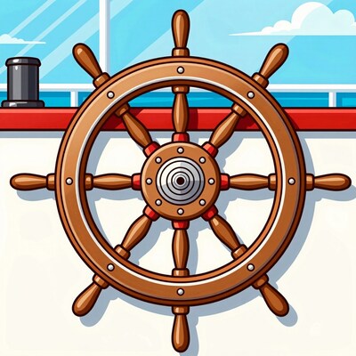 Ship Wheel on Deck