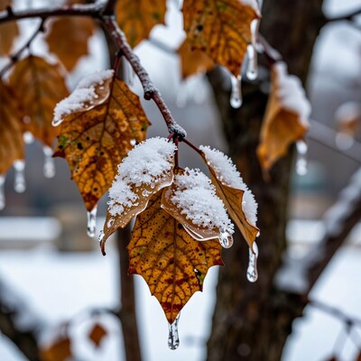 Snowy Autumn Leaves