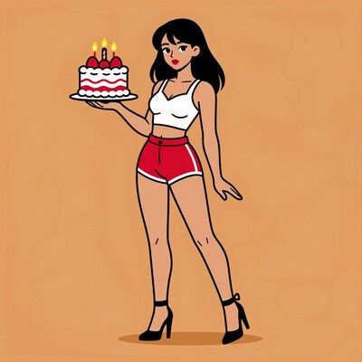 Woman Holding Birthday Cake
