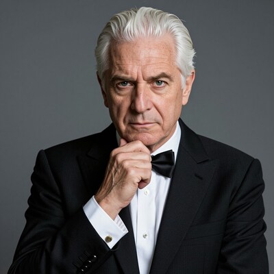 Serious older man in tuxedo