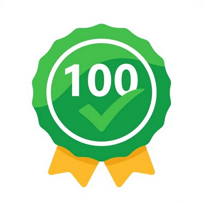 Green 100 Checkmark Badge