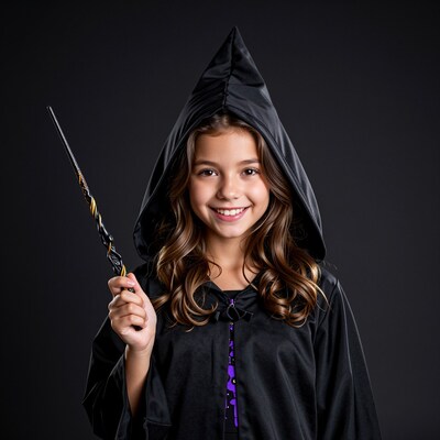 Young girl in wizard costume