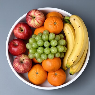 Fruit Bowl with Apples Oranges Bananas Grapes
