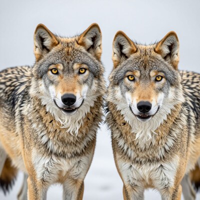 Two Gray Wolves Portrait