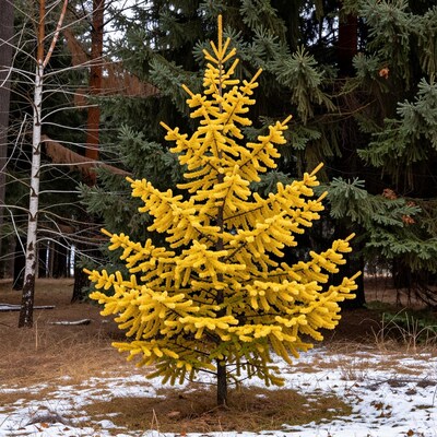 Golden Larch Tree in Snow