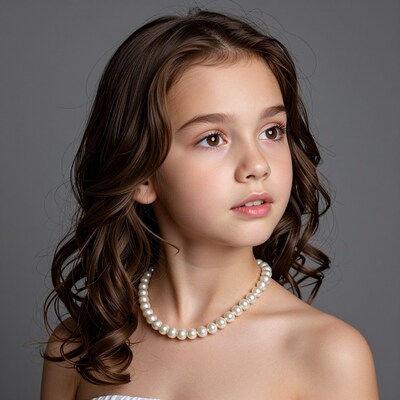 Young girl with pearl necklace