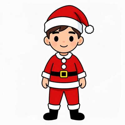 Cartoon boy in Santa suit