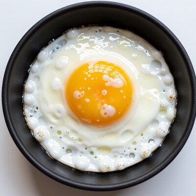 Fried Egg in Black Bowl