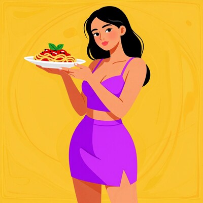 Woman Holding Spaghetti Plate