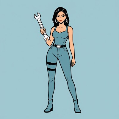 Female mechanic with wrench