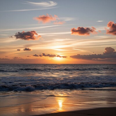 Ocean sunset beach