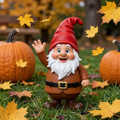 Autumn Gnome with Pumpkins