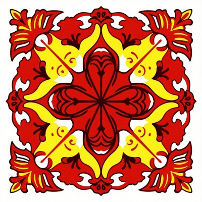 Red Yellow Folk Ornament
