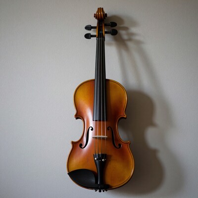 Violin on white wall