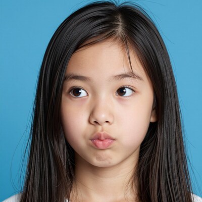 Young Asian girl making funny face