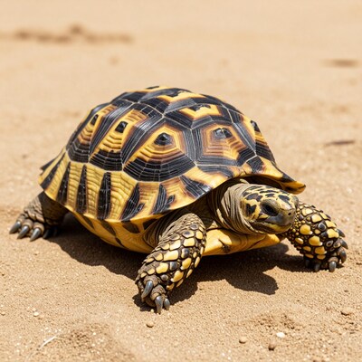 Leopard Tortoise on Sand