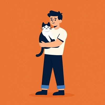 Man holding cat
