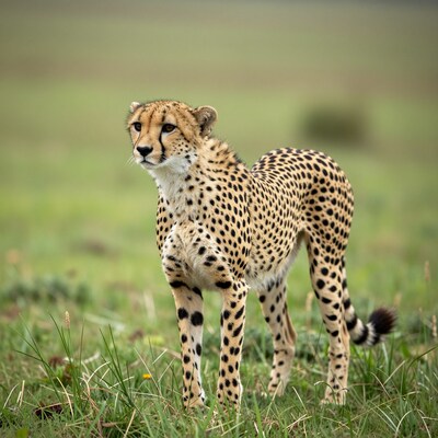 Cheetah Standing in Grassland