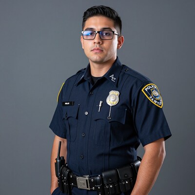 Young Latino male police officer
